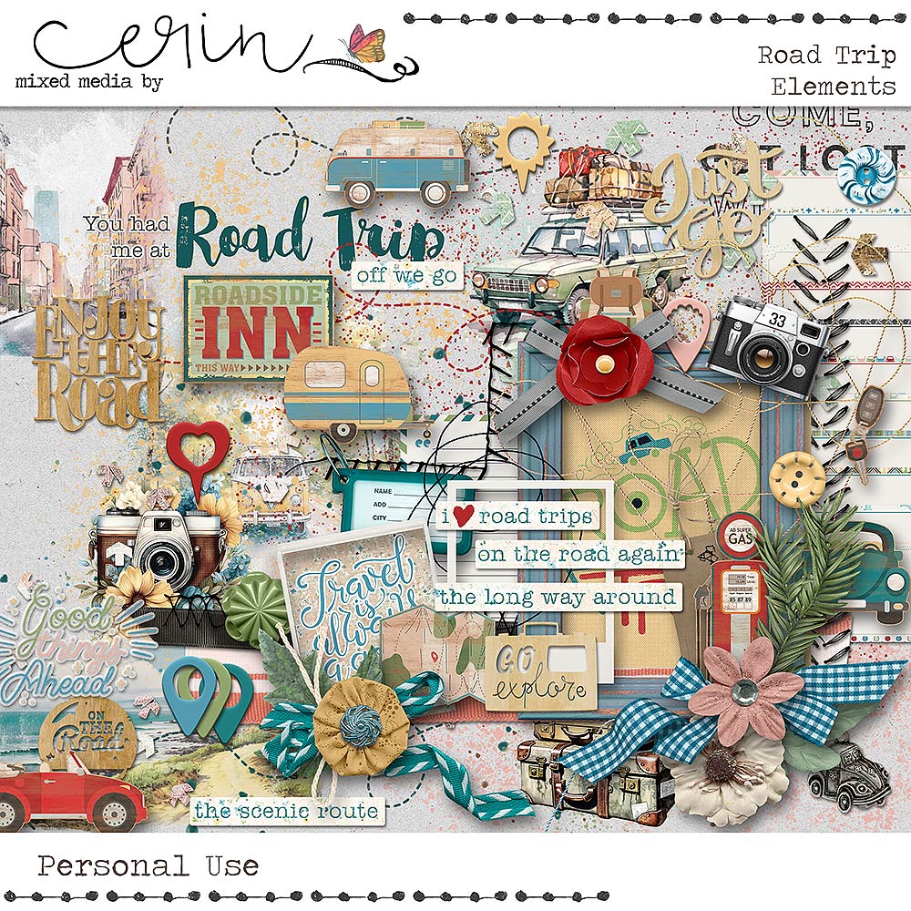 Road Trip {Kit Elements} by Mixed Media by Erin