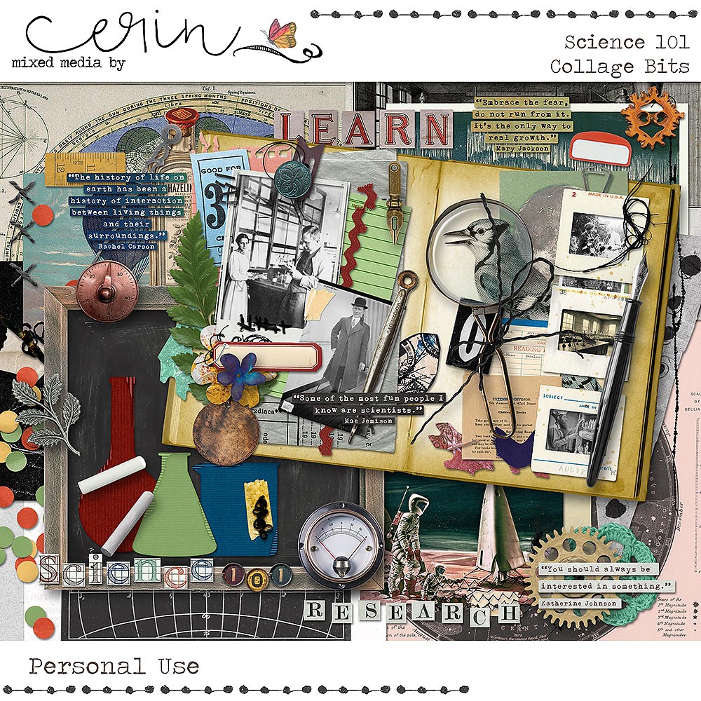 Science 101 {Collage Bits} by Mixed Media by Erin