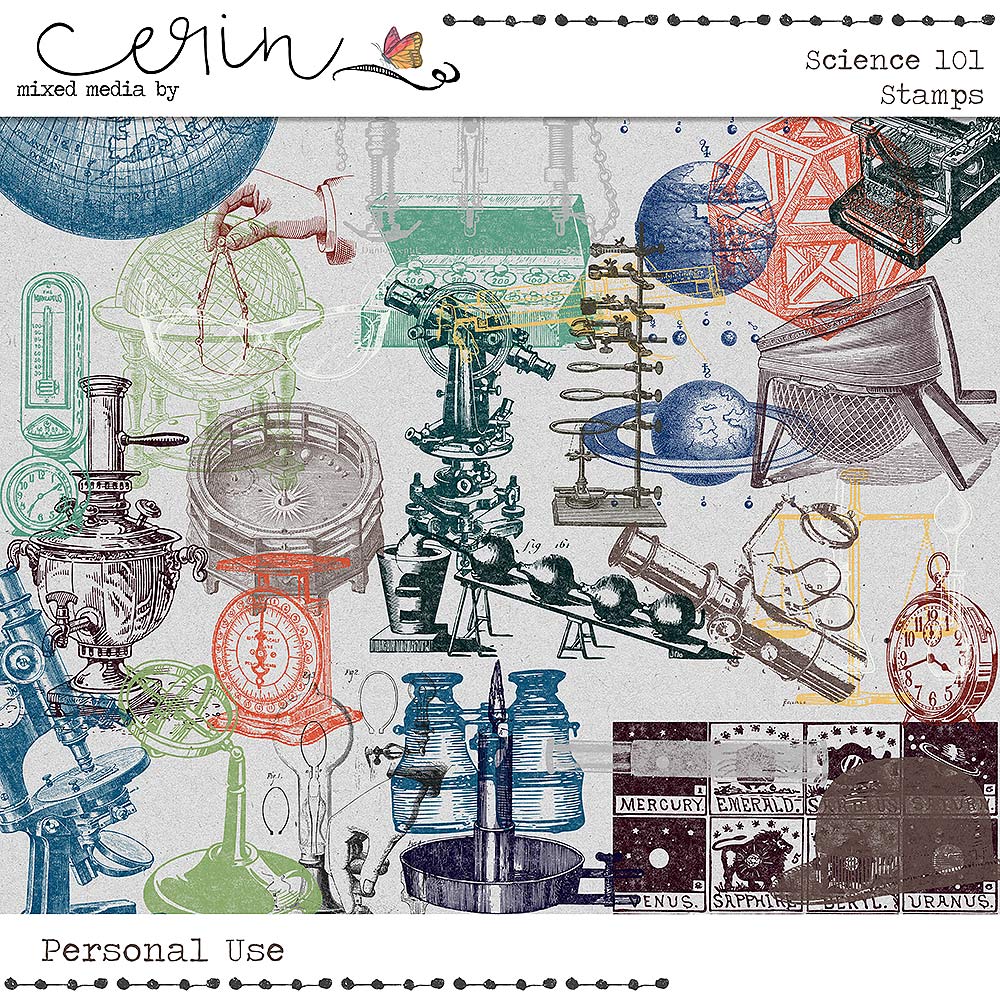 Science 101 {Stamps} by Mixed Media by Erin