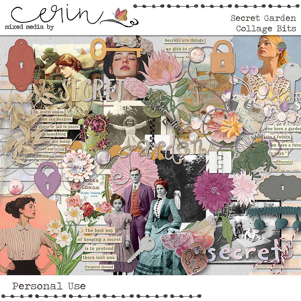 Secret Garden {Collage Bits} by Mixed Media by Erin