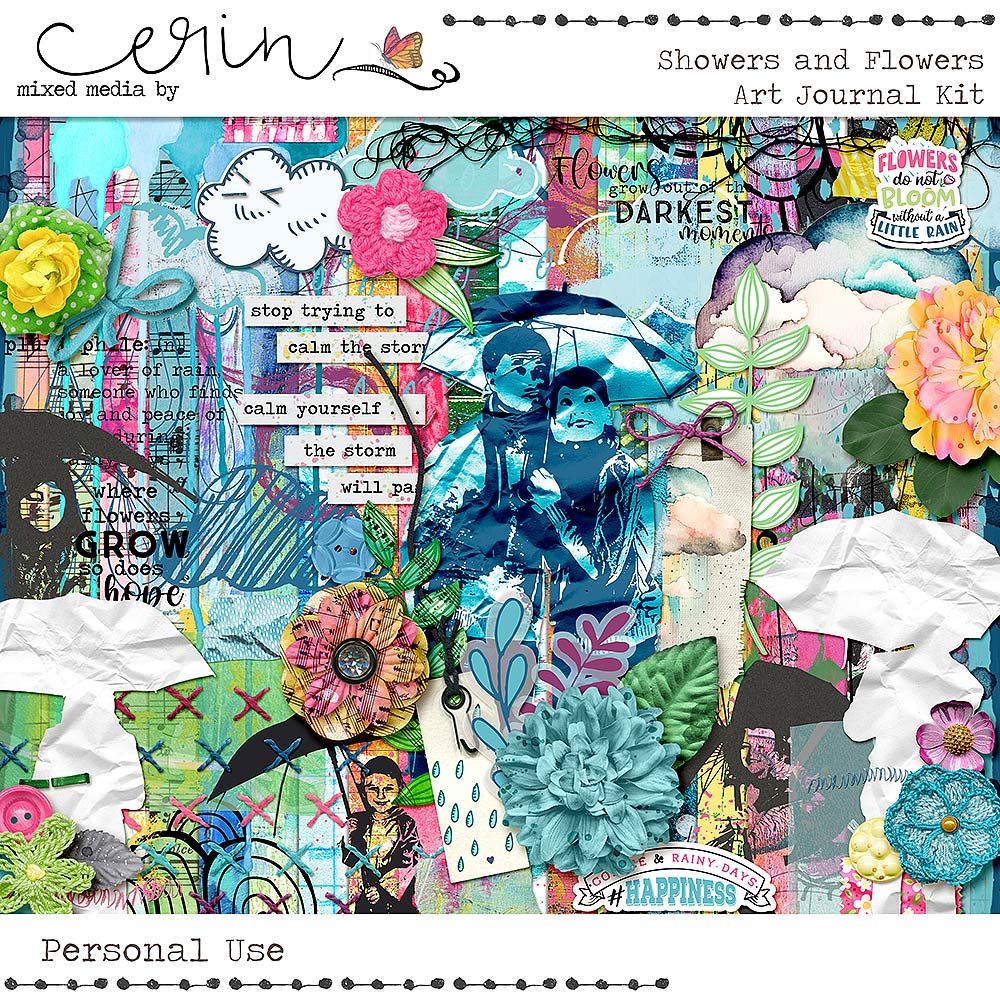 Showers and Flowers: Floral Stamps by Mixed Media by Erin