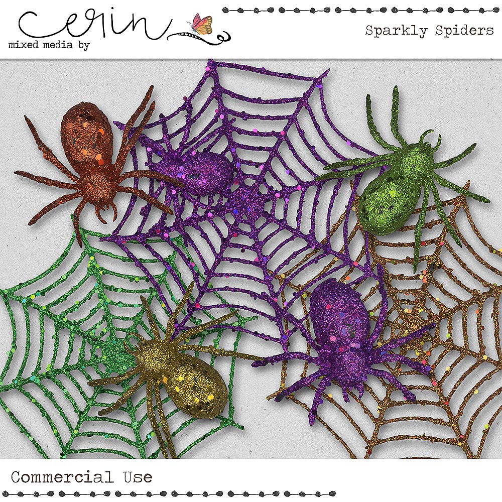 Sparkly Spiders (CU) by Mixed Media by Erin