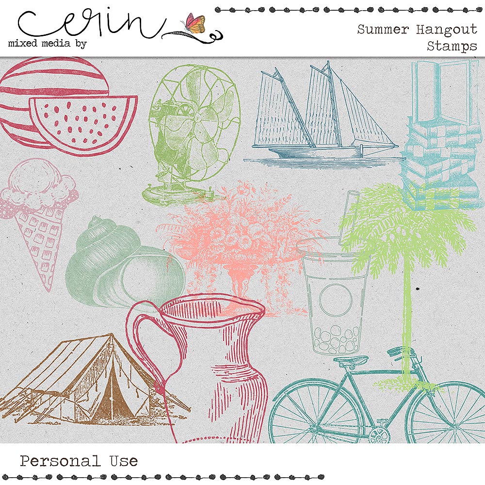 Summer Hangout {Stamps} by Mixed Media by Erin