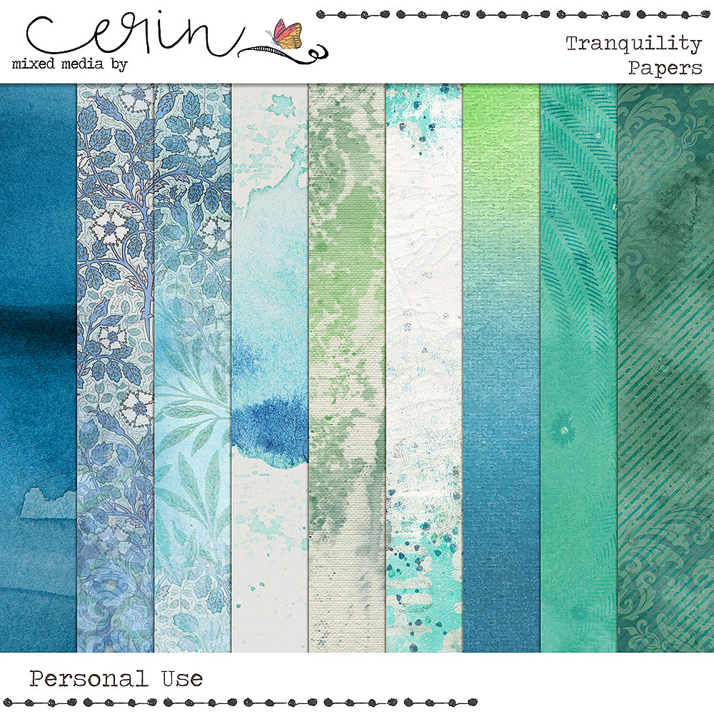 Tranquility {Kit Papers} by Mixed Media by Erin