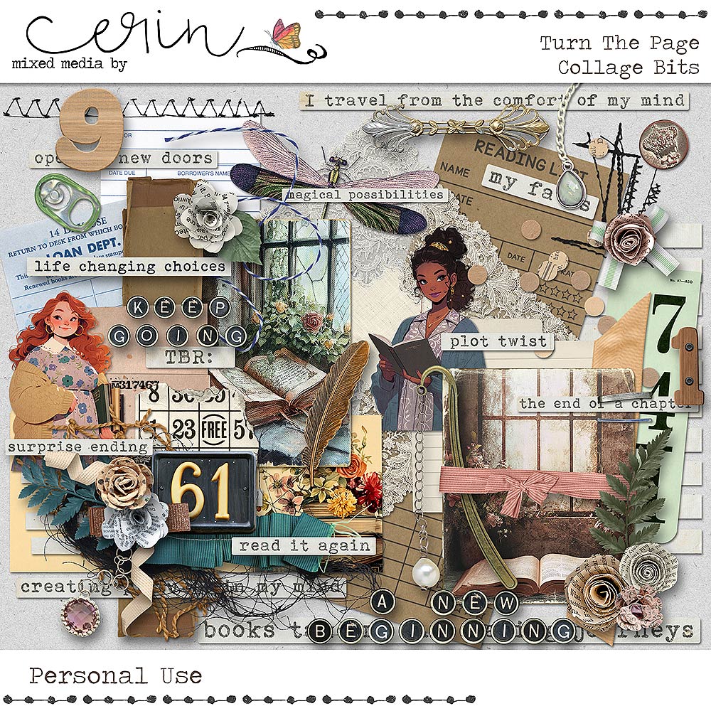 Turn the Page {Collage Bits} by Mixed Media by Erin