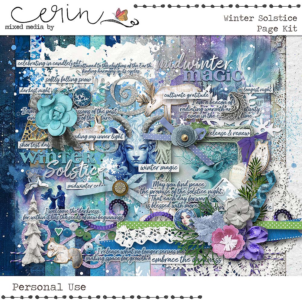 Winter Solstice {Page Kit} by Mixed Media by Erin