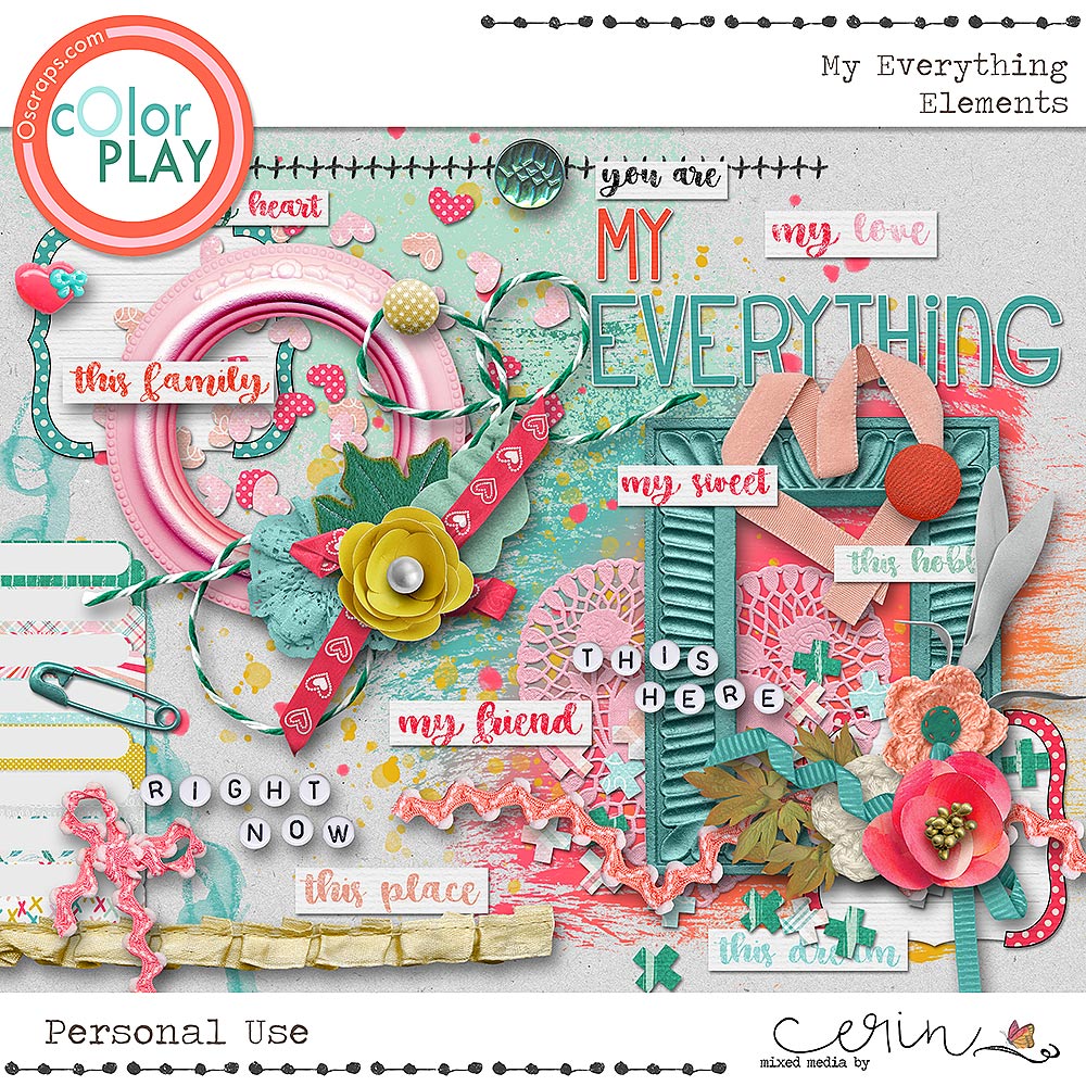 My Everything {Kit Elements} by Mixed Media by Erin