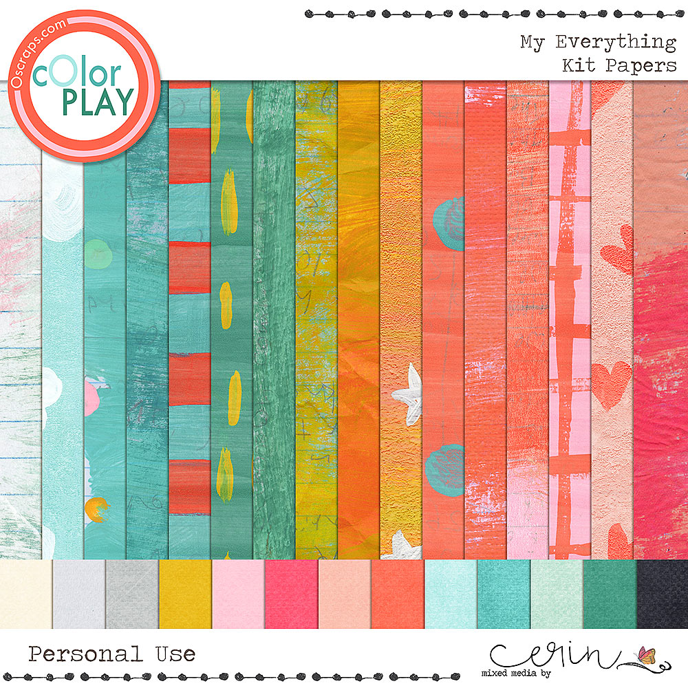 My Everything {Kit Papers} by Mixed Media by Erin 