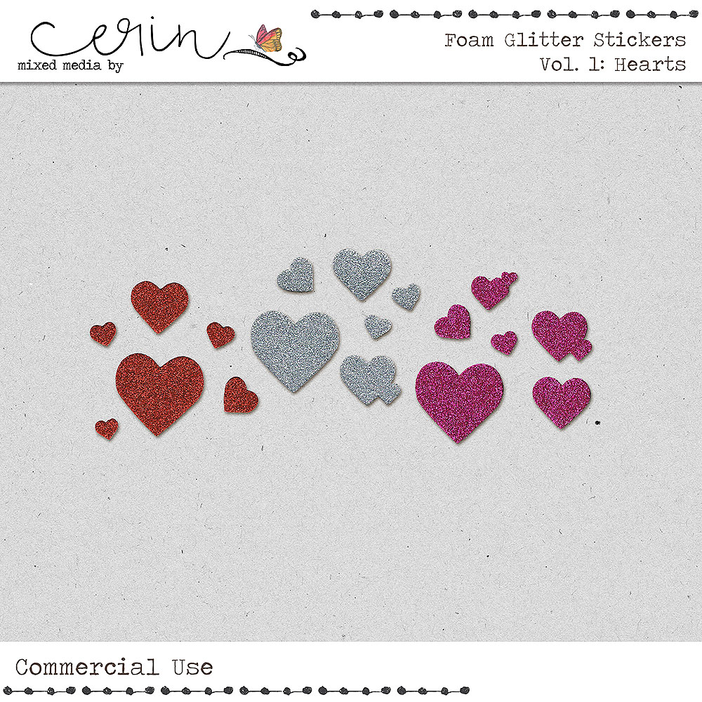 Colorations - Foam Stickers Glitter Hearts, 100pcs.
