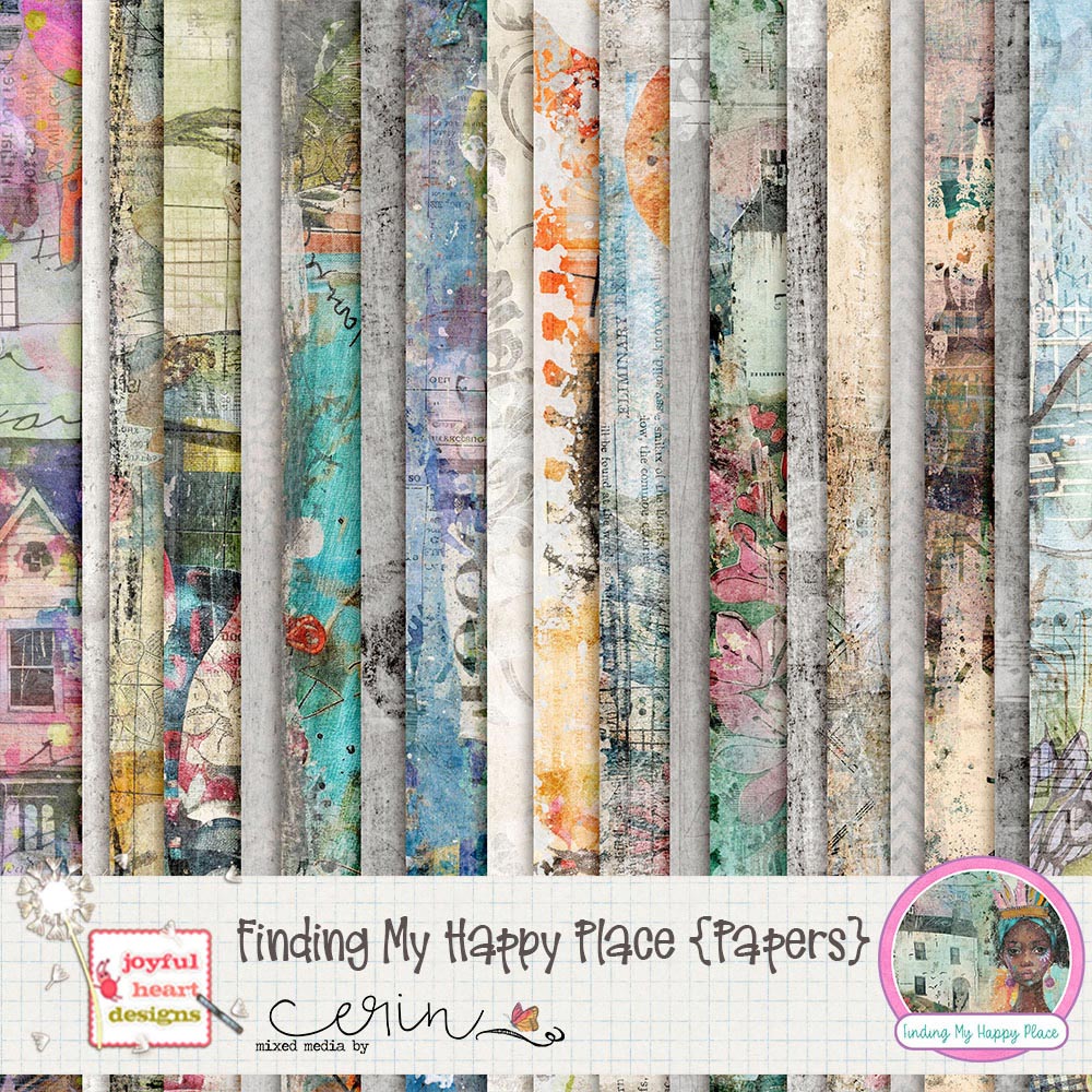 Finding My Happy Place {Papers} by Joyful Heart Designs and Mixed Media by Erin