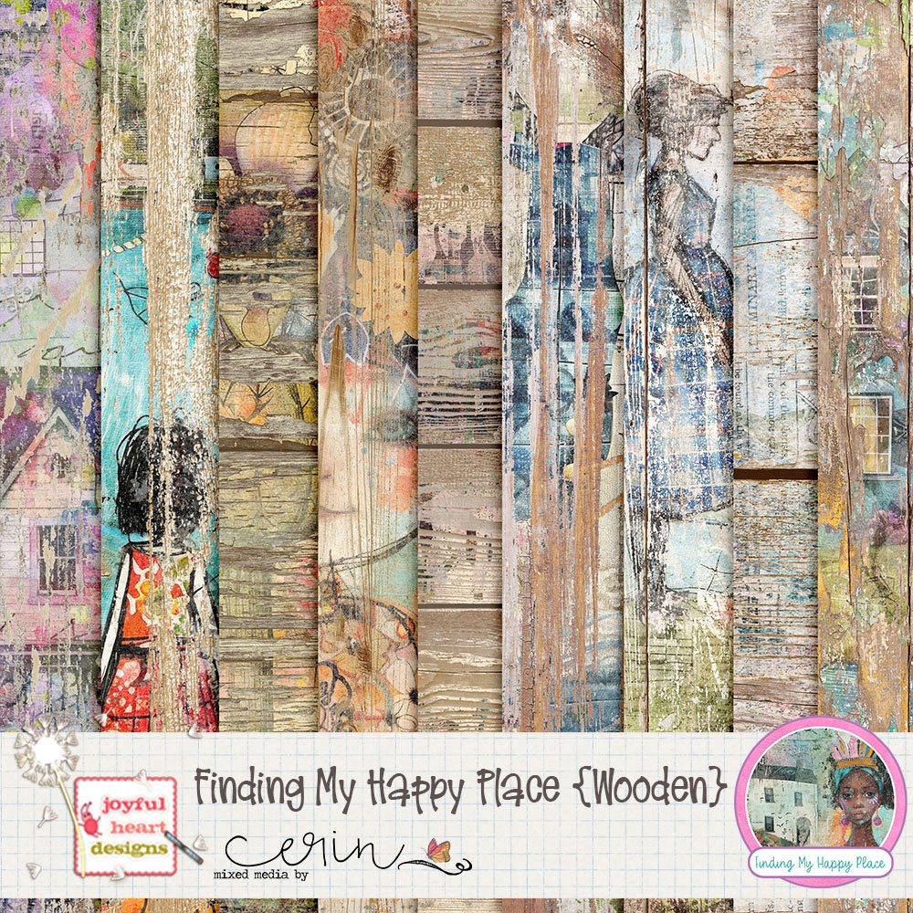 Finding My Happy Place {Wooden Papers} by Joyful Heart Designs and Mixed Media by Erin