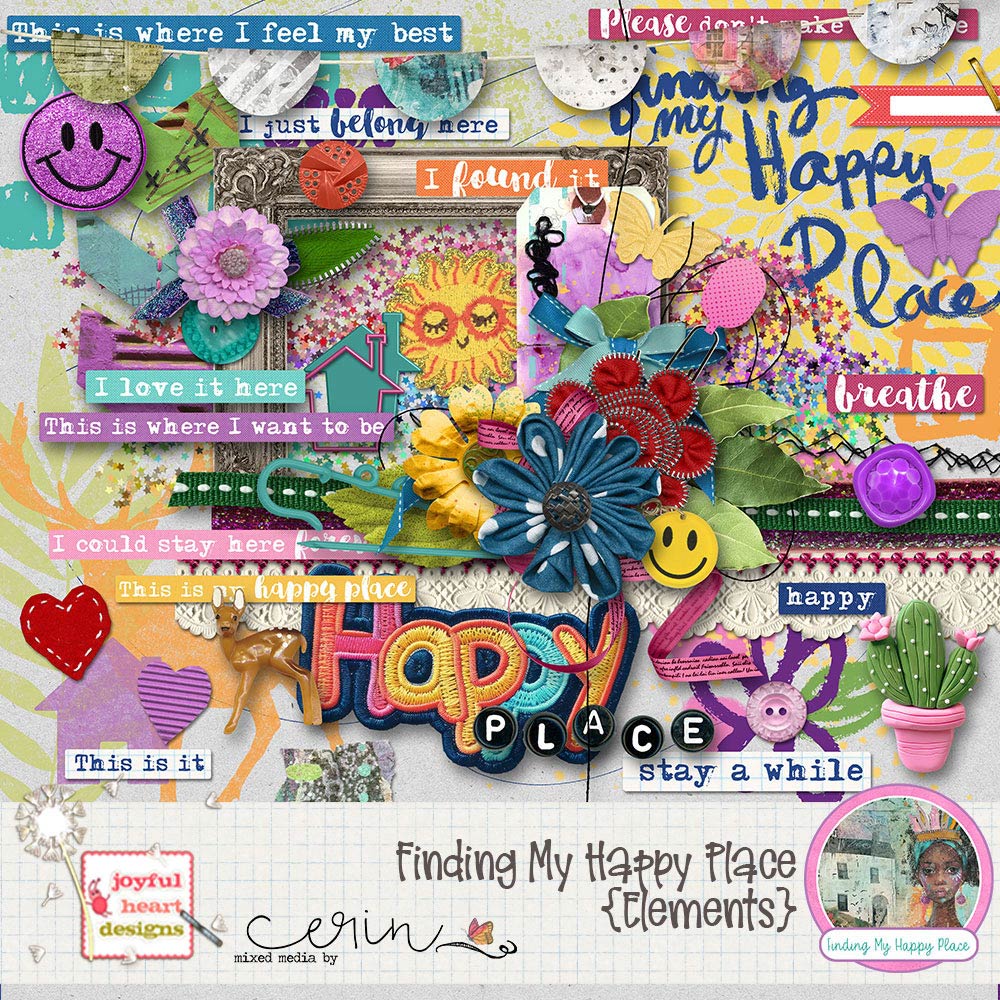 Finding My Happy Place {Elements} by Joyful Heart Designs and Mixed Media by Erin