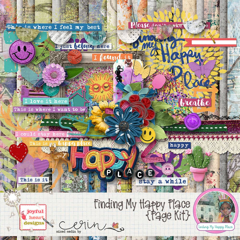 Finding My Happy Place {Page Kit} by Joyful Heart Designs and Mixed Media by Erin