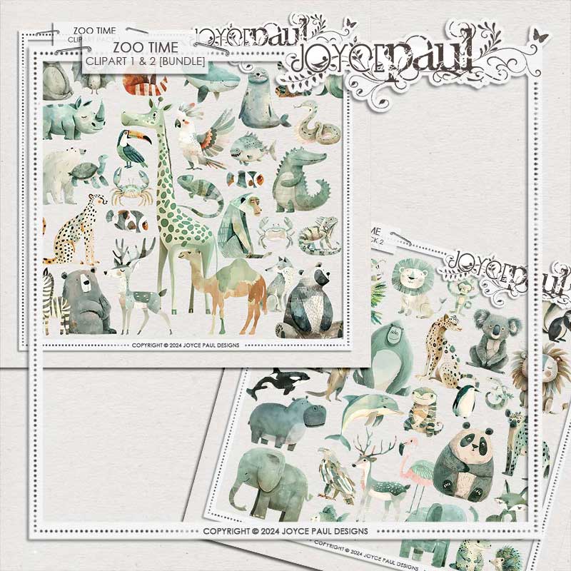 Zoo Time - Clipart 1 & 2 Bundle by Joyce Paul