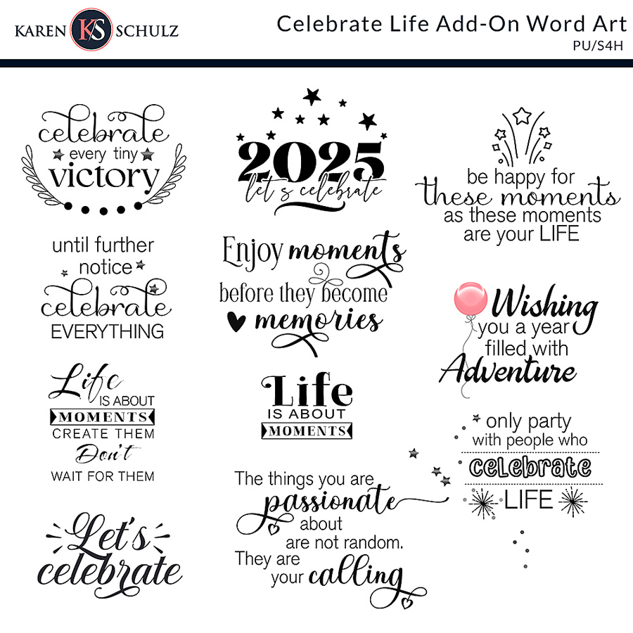 Celebrate Life Add-On Word Art