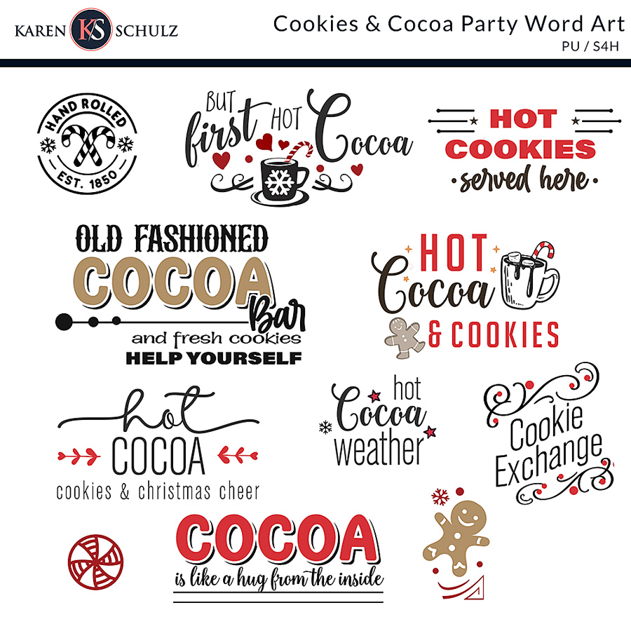 Cookies and Cocoa Party Word Art