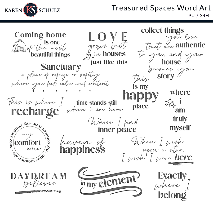 Treasured Spaces Word Art 
