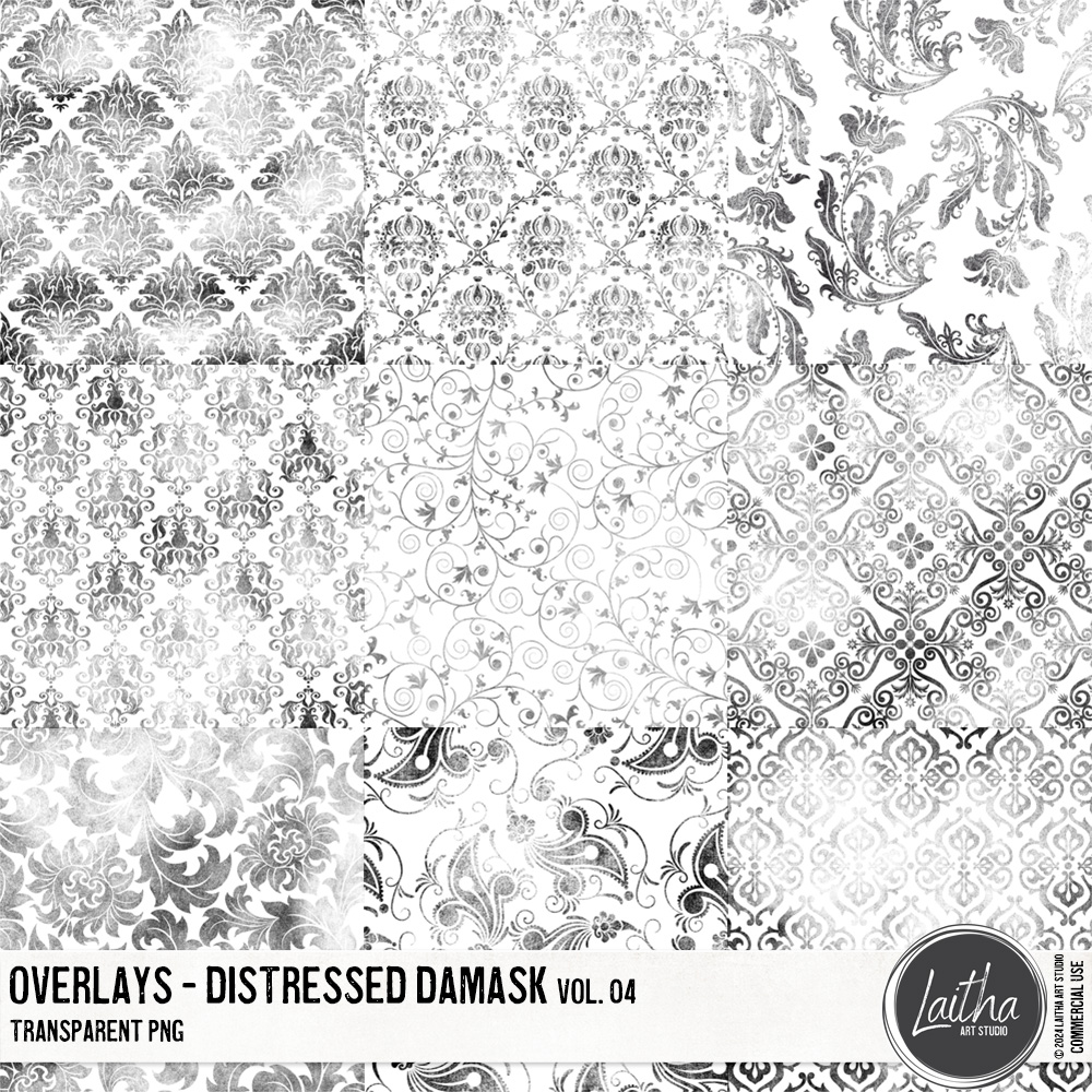 Distressed Damask Overlays Vol. 04