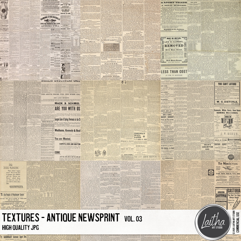 Antique Newsprint Textures Vol. 03