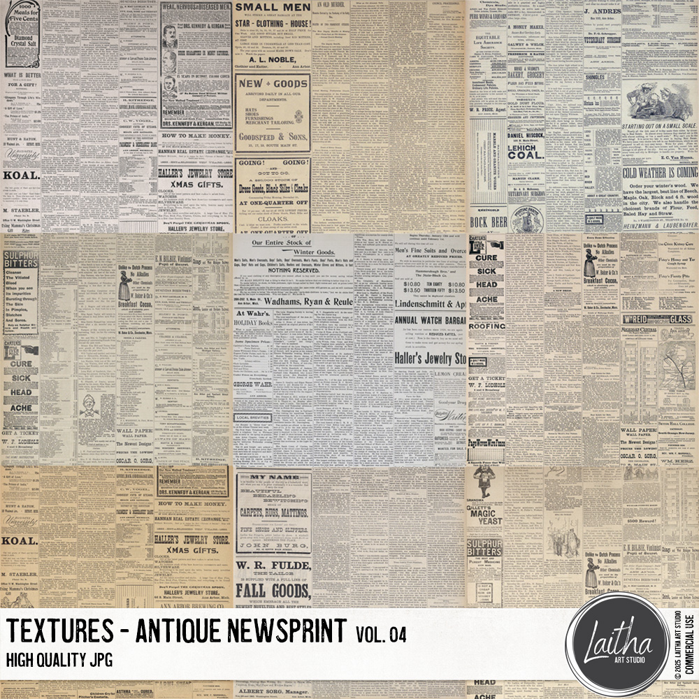 Antique Newsprint Textures Vol. 04