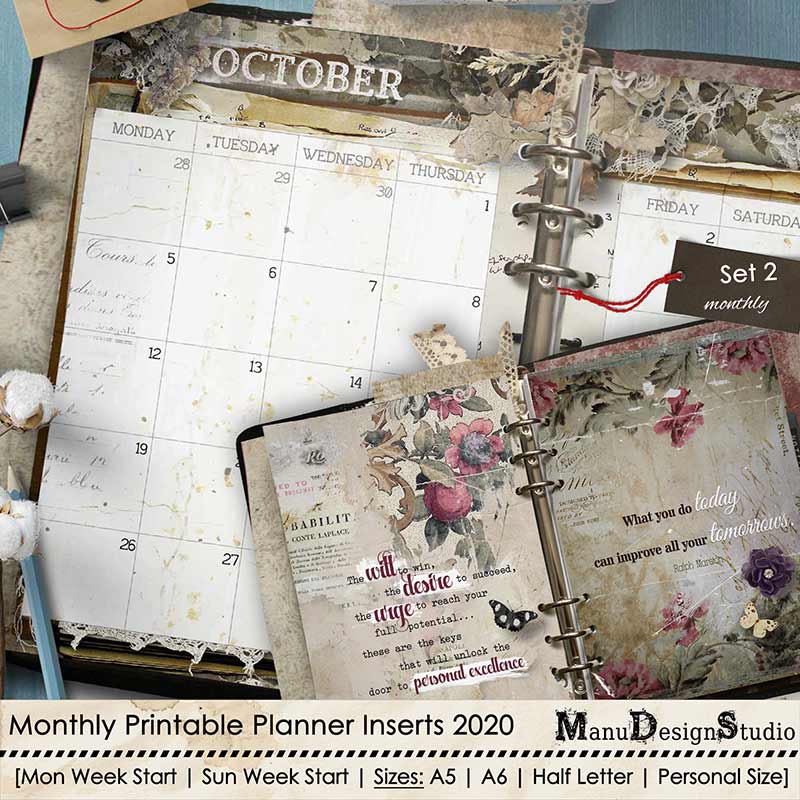 Monthly Journal Printable Planner Insert, Dot Planner, Monthly