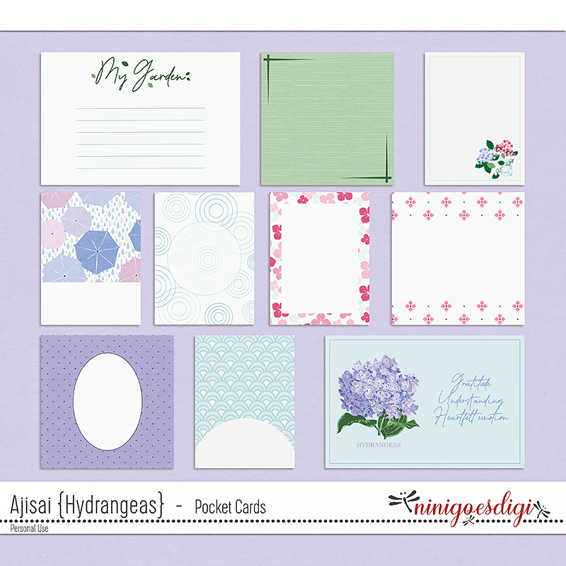 Ajisai {Hydrangeas} Pocket Cards by ninigoesdigi