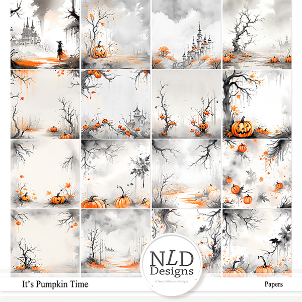 It's Pumpkin Time Artsy Papers By NLD Designs