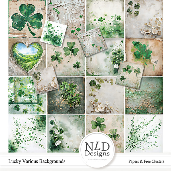 Lucky Lovely Backgrounds & Free Clusters By NLD Designs