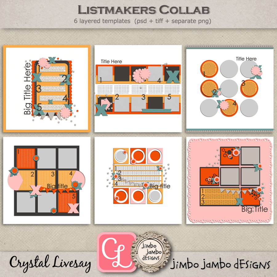 Listmakers Collab templates by Jimbo Jambo Designs