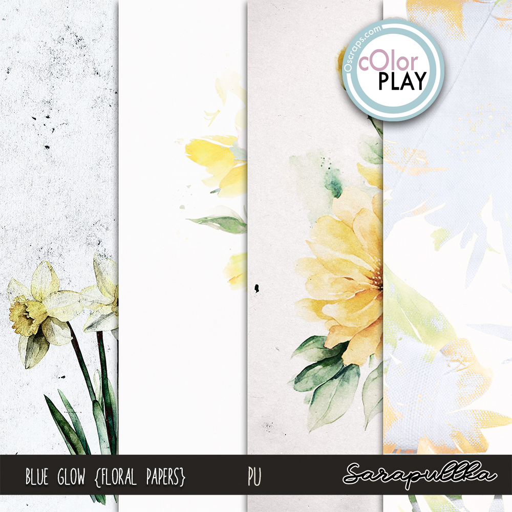 Blue Glow Floral Papers