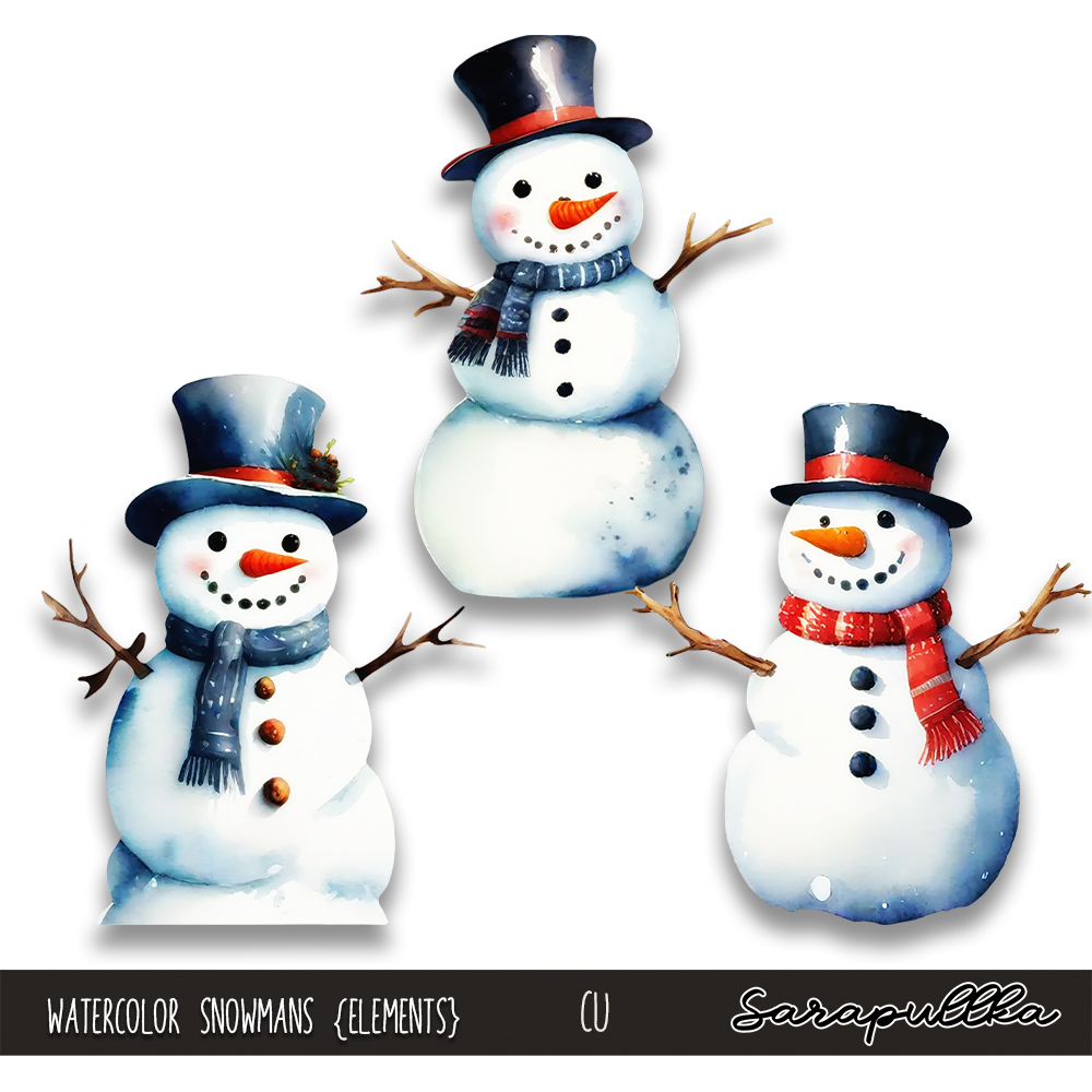 CU Watercolor Snowmans