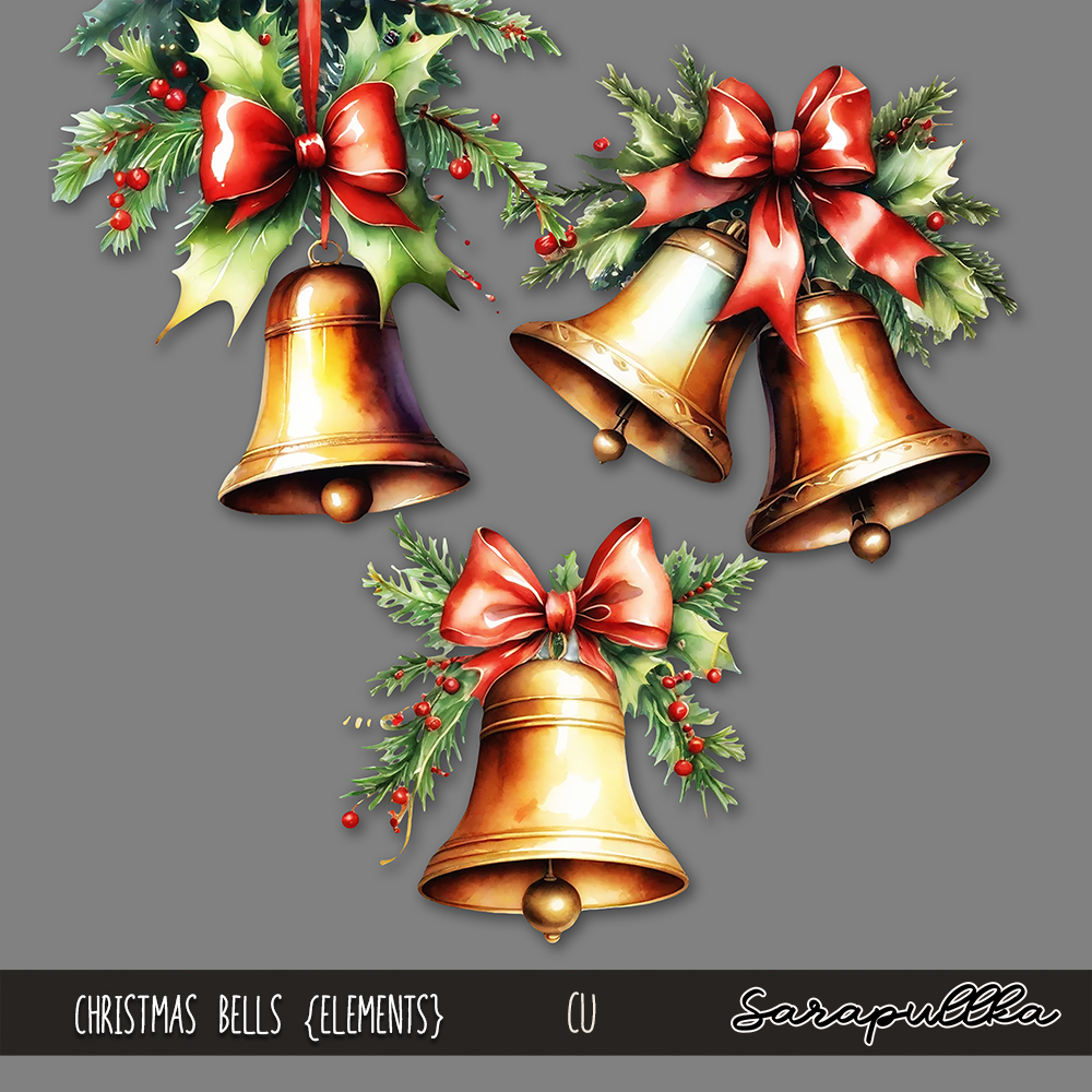CU Watercolor Christmas Bells