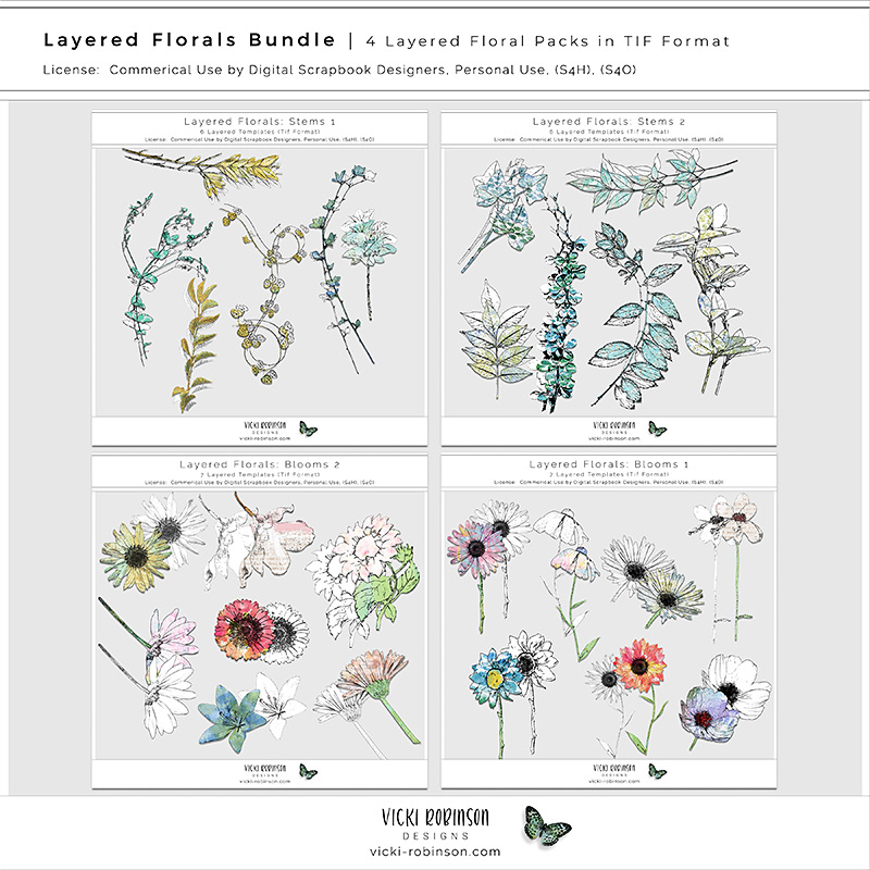 Layered Floral Templates Bundle