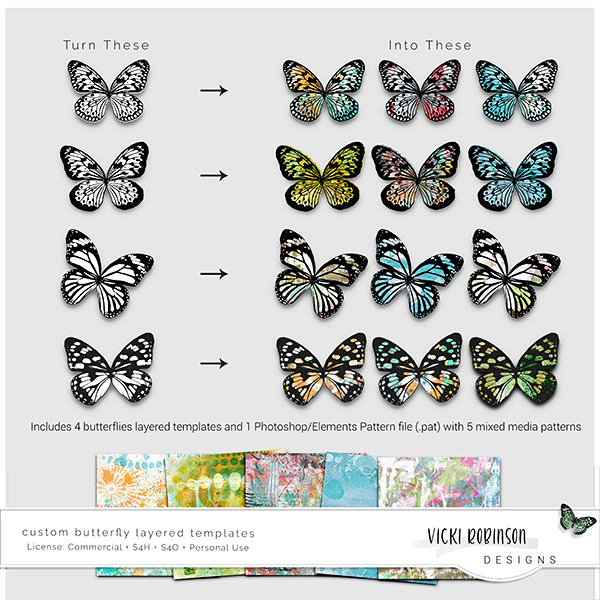 Download Custom Butterfly Layered Templates by Vicki Robinson Designs