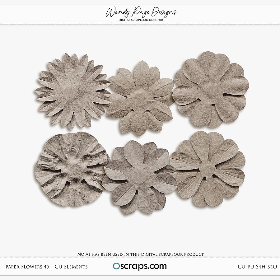 Paper Flowers 45 (CU) by Wendy Page Designs  
