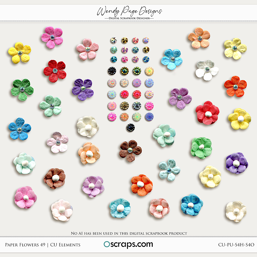 Paper Flowers 49 (CU) by Wendy Page Designs   