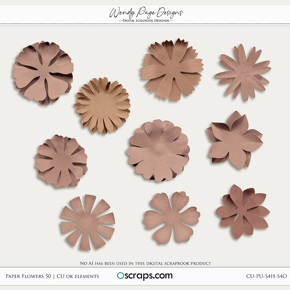 Paper Flowers 50 (CU) by Wendy Page Designs  