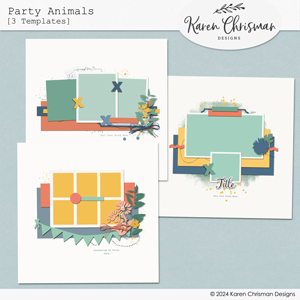 Party Animals Scrapbook Templates by Karen Chrisman