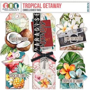 Tropical Getaway - Embellished Tags by CRK