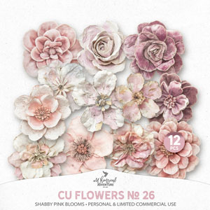 CU Flowers No 26 Shabby Pink Blooms