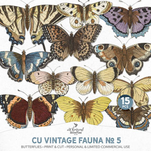 CU Vintage Fauna No 5 Butterflies