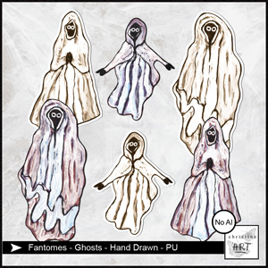 Fantomes Ghosts hand drawn by Christine Art 