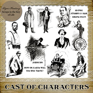 CAST OF CHARACTERS - 10 PNG Stamps and ABR Brush Files by Idgie's Heartsong