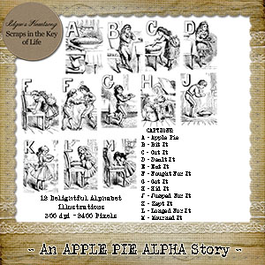 An APPLE PIE Alpha Story - 12 PNG Stamps and ABR Brush Files by Idgie's Heartsong