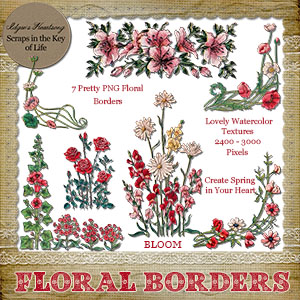 7 Beautiful PNG FLORAL BORDERS by Idgie's Heartsong