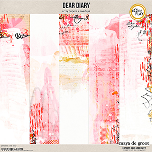 Dear Diary Artsy Papers and Overlays  pink