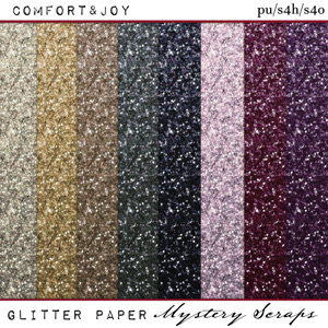 Comfort and Joy Glitter Papers by Mystery Scraps 