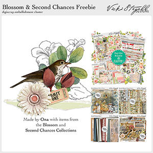 Digital Scrapbooking FREEBIE Blossom 2nd Chances by Vicki Stegall Designs
