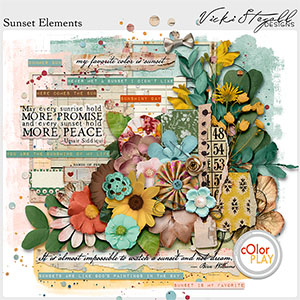 Sunset Digital Scrapbook Elements by Vicki Stegall