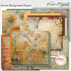 Sunset Digital Scrapbook Papers by Vicki Stegall